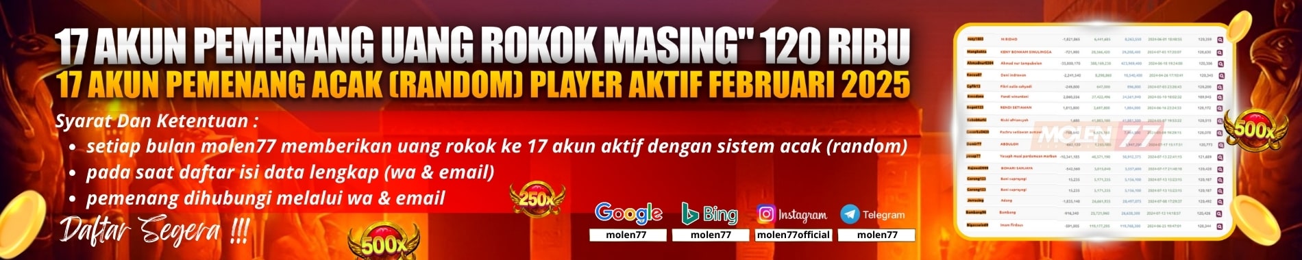 molen77 BONUS UANG ROKOK